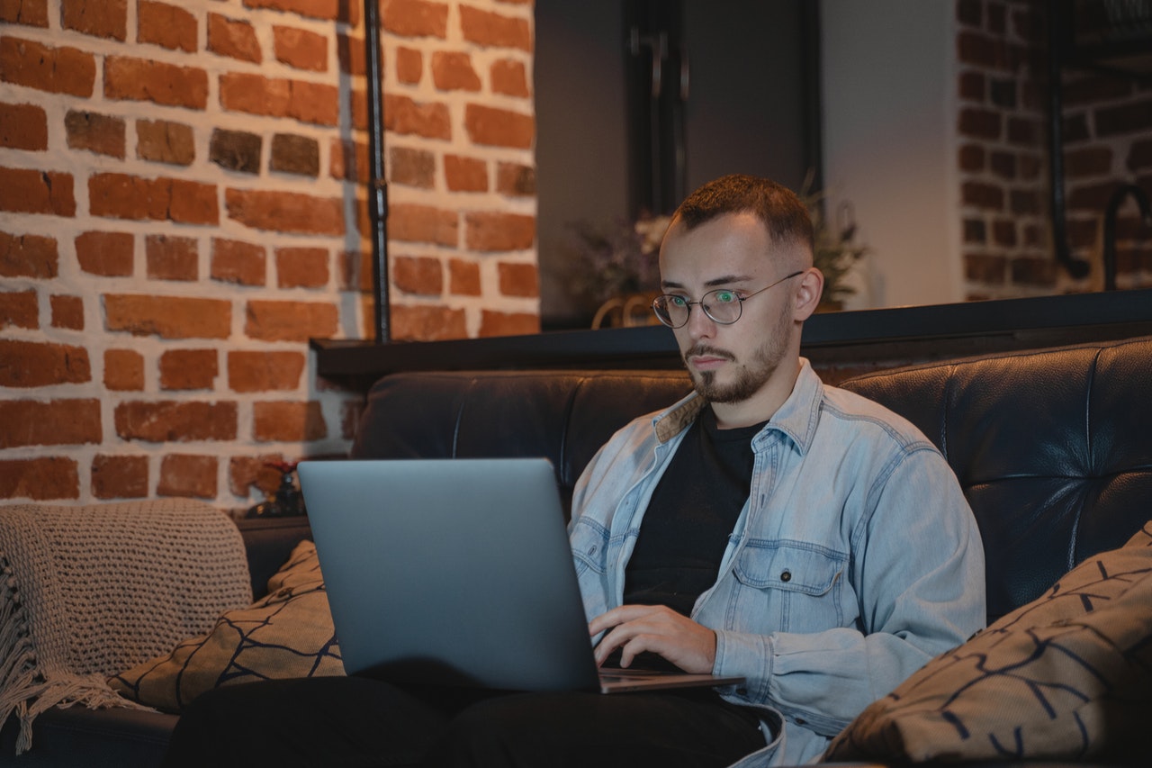 Employee working at home remotely